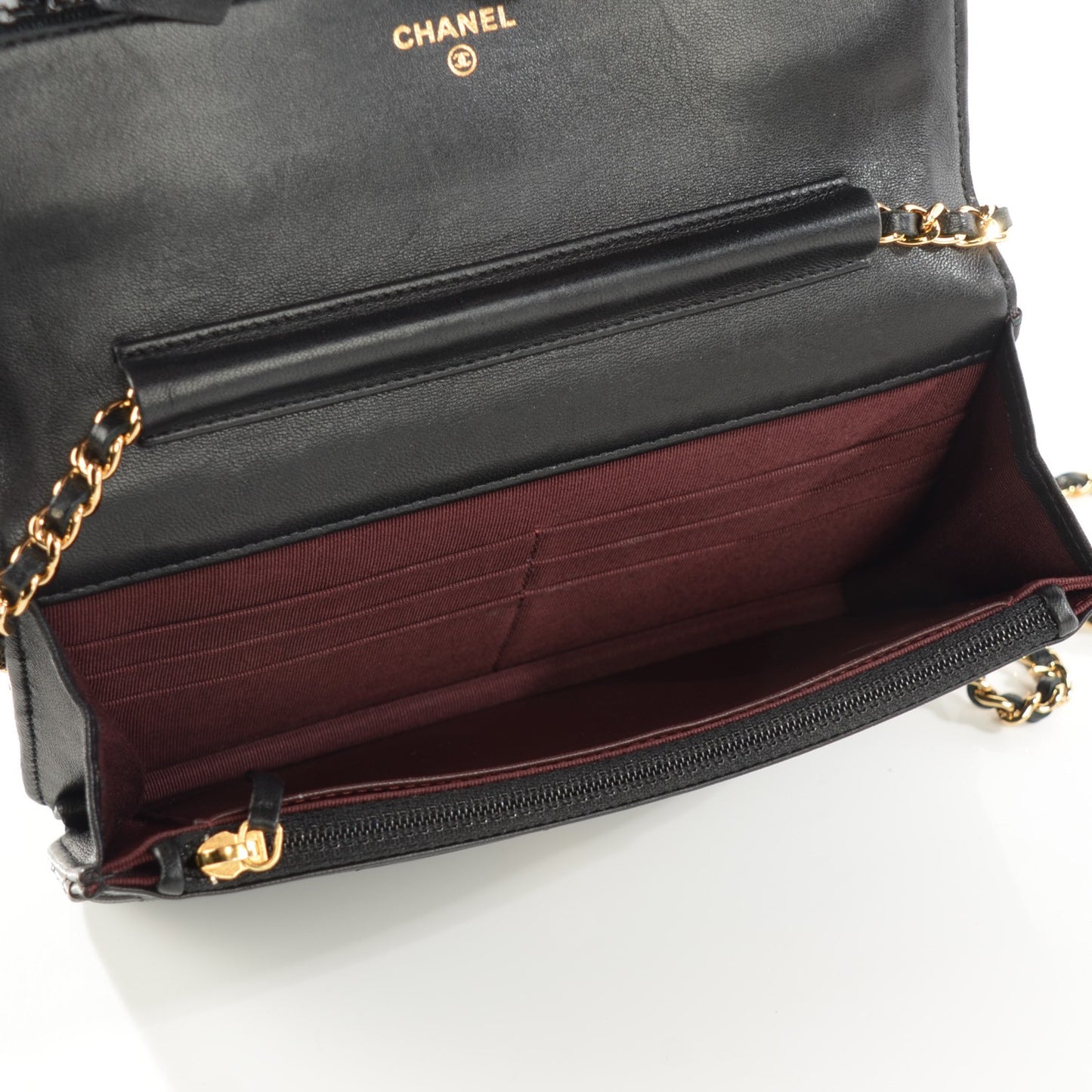 Lambskin Quilted Wallet On Chain WOC Black