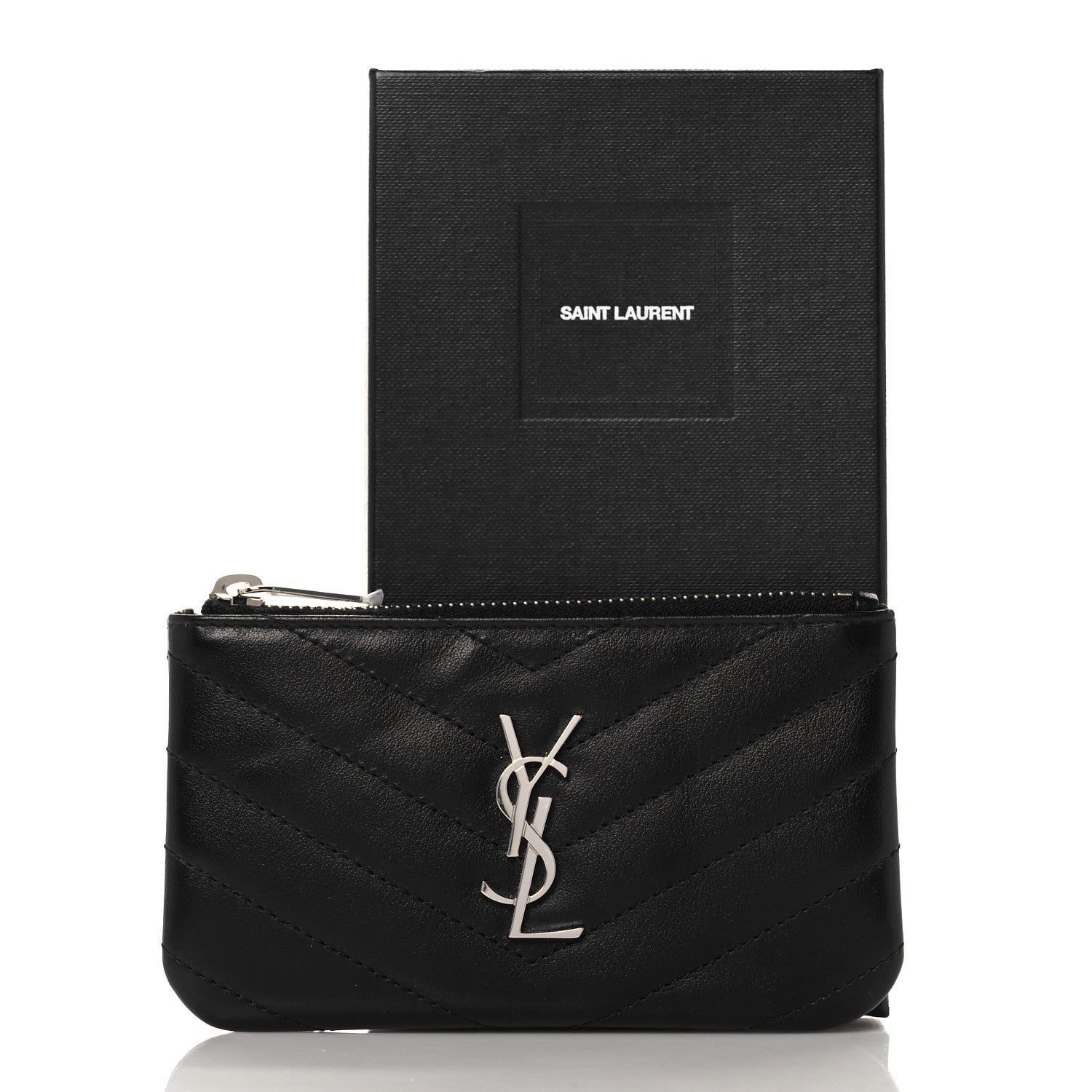 Saint Laurent Calfskin Matelasse Monogram Key Pouch Black 10 of 10