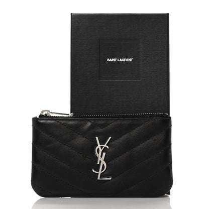 Saint Laurent Calfskin Matelasse Monogram Key Pouch Black 10 of 10