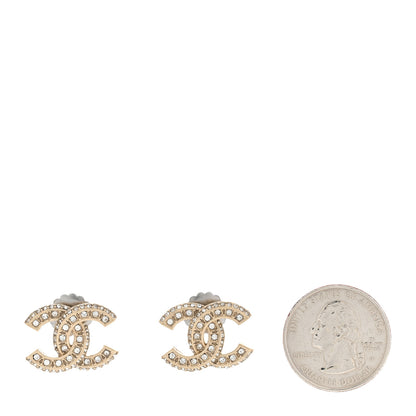 Chanel Crystal Timeless CC Earrings Light Gold 2 of 6