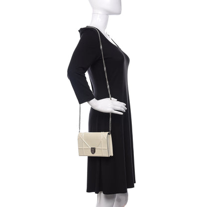 Christian Dior Patent Micro-Cannage Diorama Wallet on Chain Pouch White 2 of 9