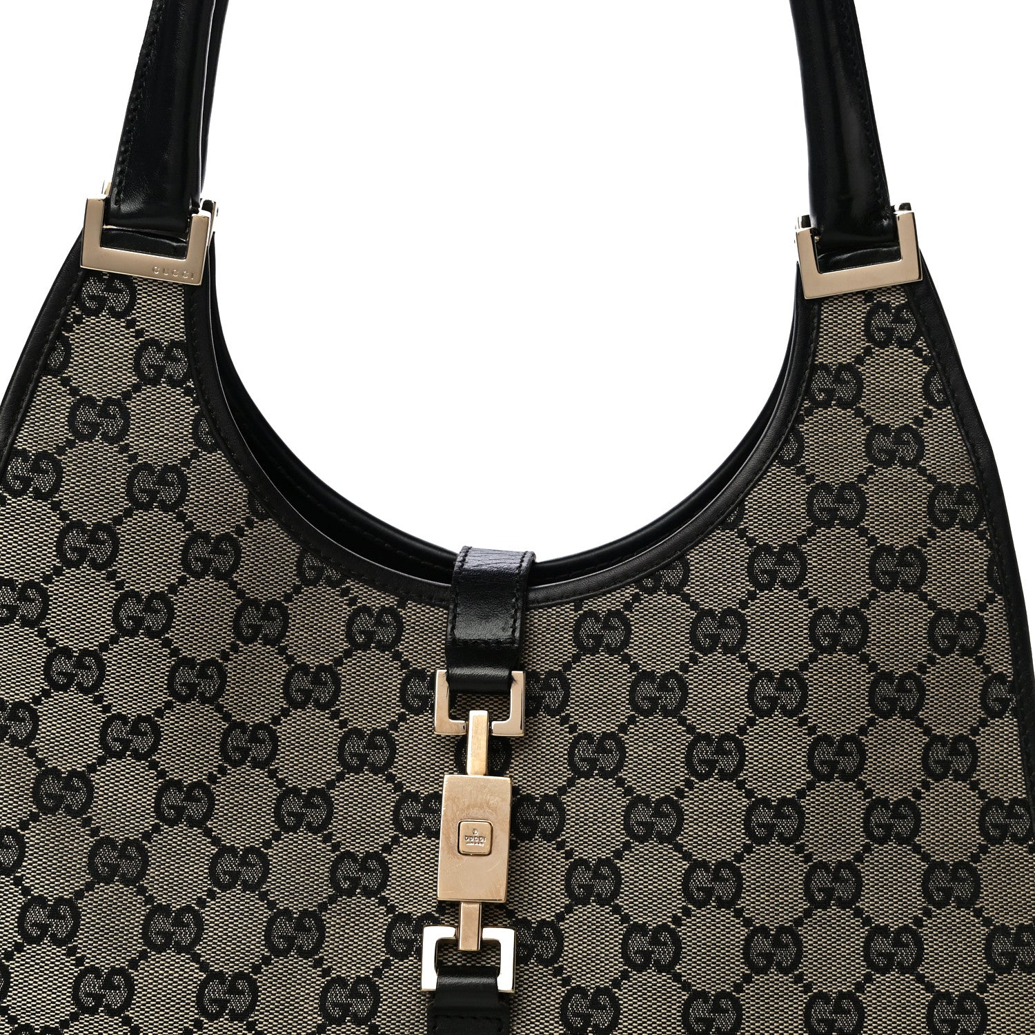 Gucci Monogram Piston Lock Shoulder Bag Black 8 of 14