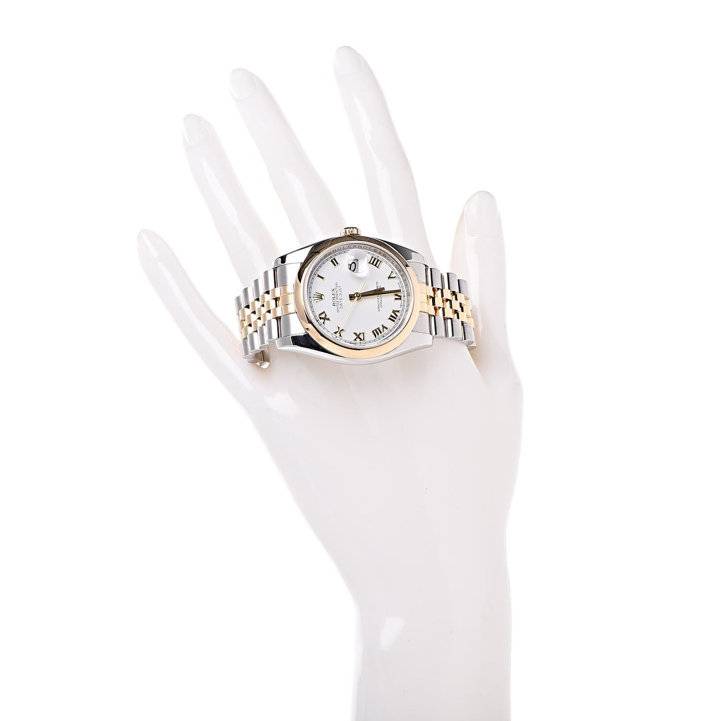 Stainless Steel 18K Yellow Gold 36mm Oyster Perpetual Datejust Watch White Roman 116203