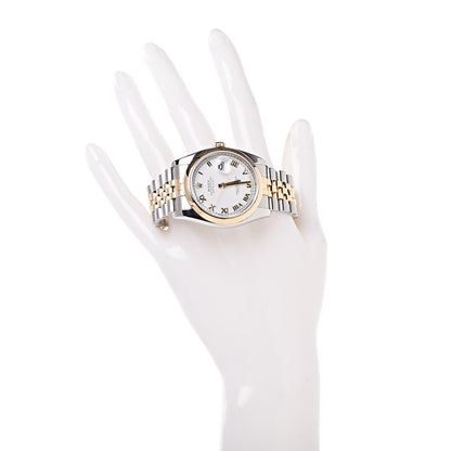 Rolex Stainless Steel 18K Yellow Gold 36mm Oyster Perpetual Datejust Watch White Roman 116203 2 of 8