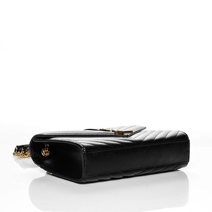 Saint Laurent Grain De Poudre Matelasse Chevron Medium Monogram Satchel Black 4 of 6