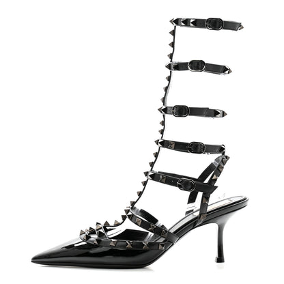 Valentino Garavani Patent Monochrome Rockstud 70mm Pumps 40.5 Black 1 of 11