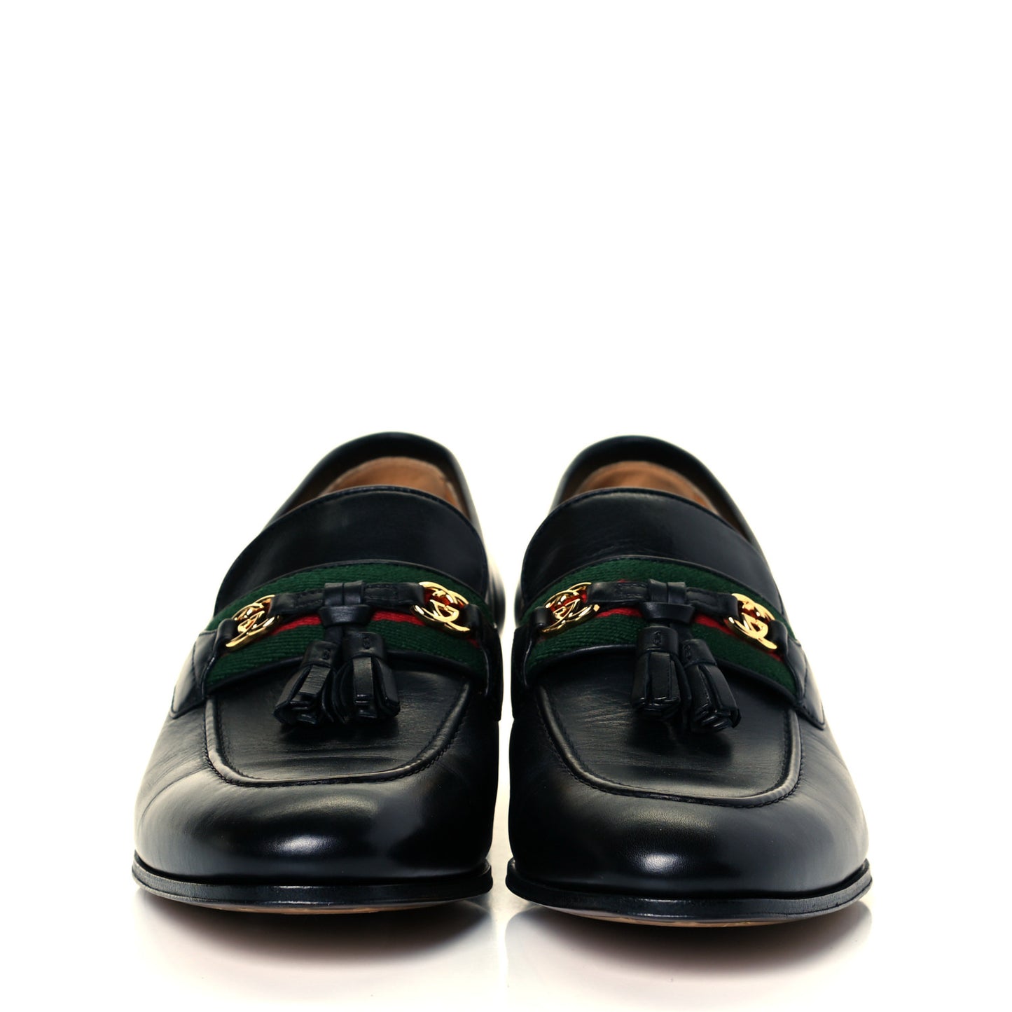 Calfskin Web Interlocking G Tassel Loafers 38.5 Black