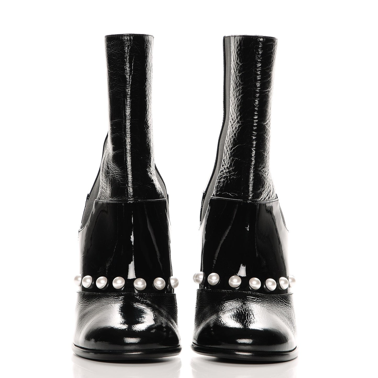 Patent Pearl Elastic Boots 39 Black