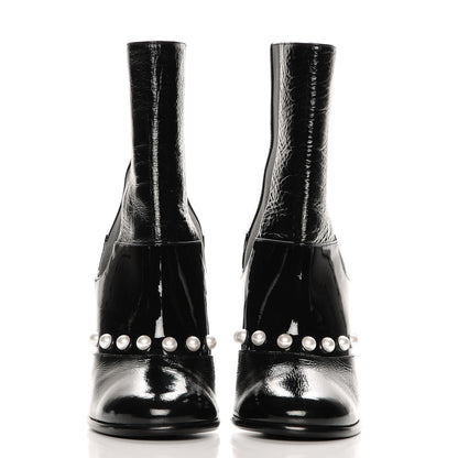 Chanel Patent Pearl Elastic Boots 39 Black 2 of 7