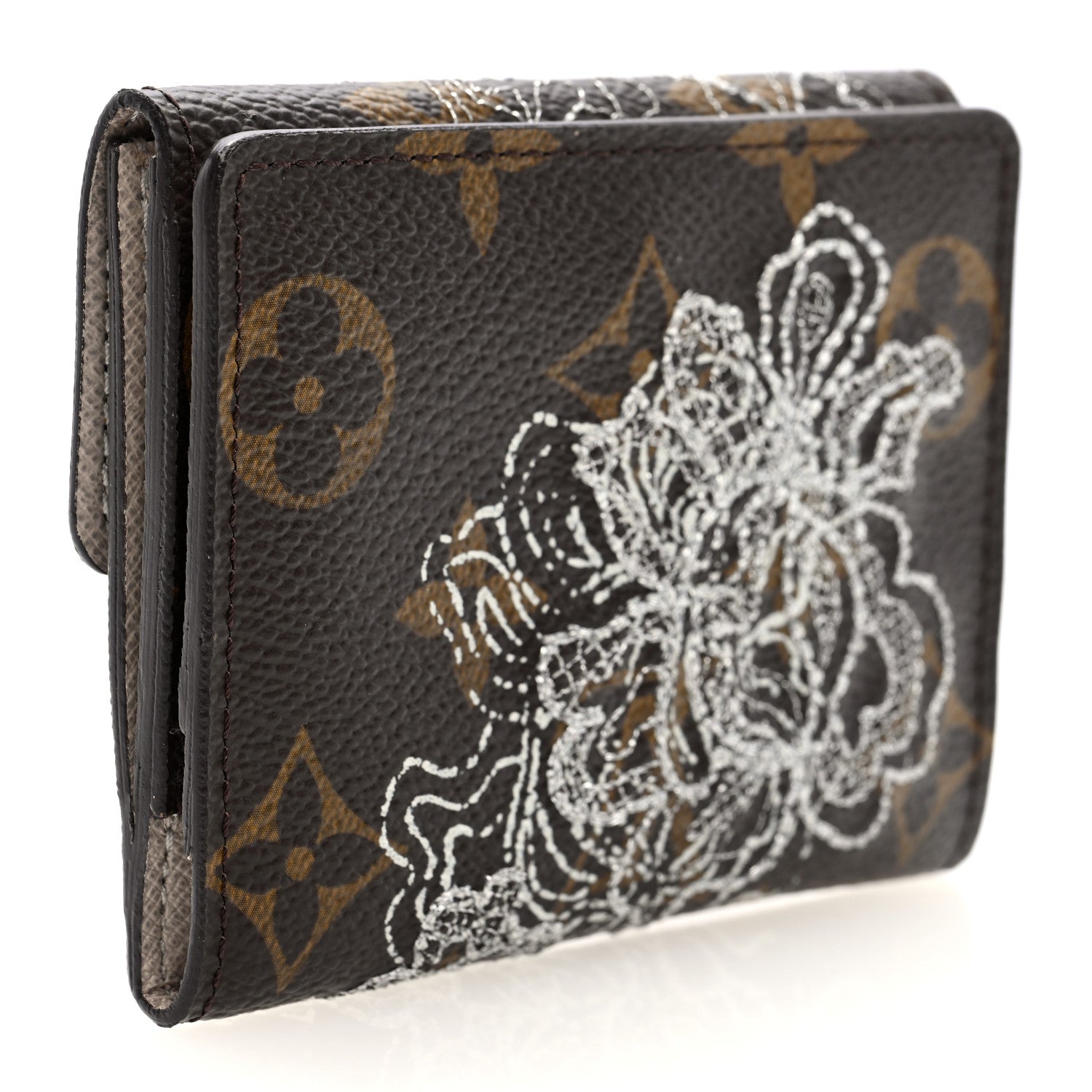 Louis Vuitton Monogram Dentelle Elise Wallet Silver 3 of 7