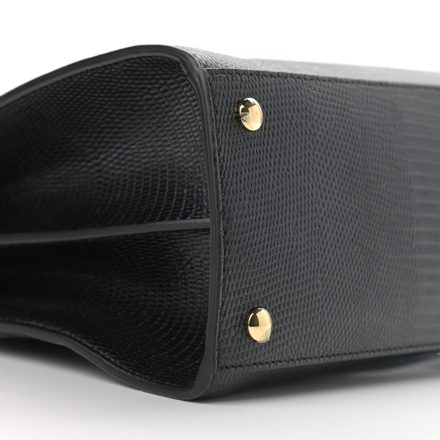 Deerskin Suede Lizard Embossed Calfskin Medium Title Bag Black