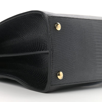 Burberry Deerskin Suede Lizard Embossed Calfskin Medium Title Bag Black 9 of 11
