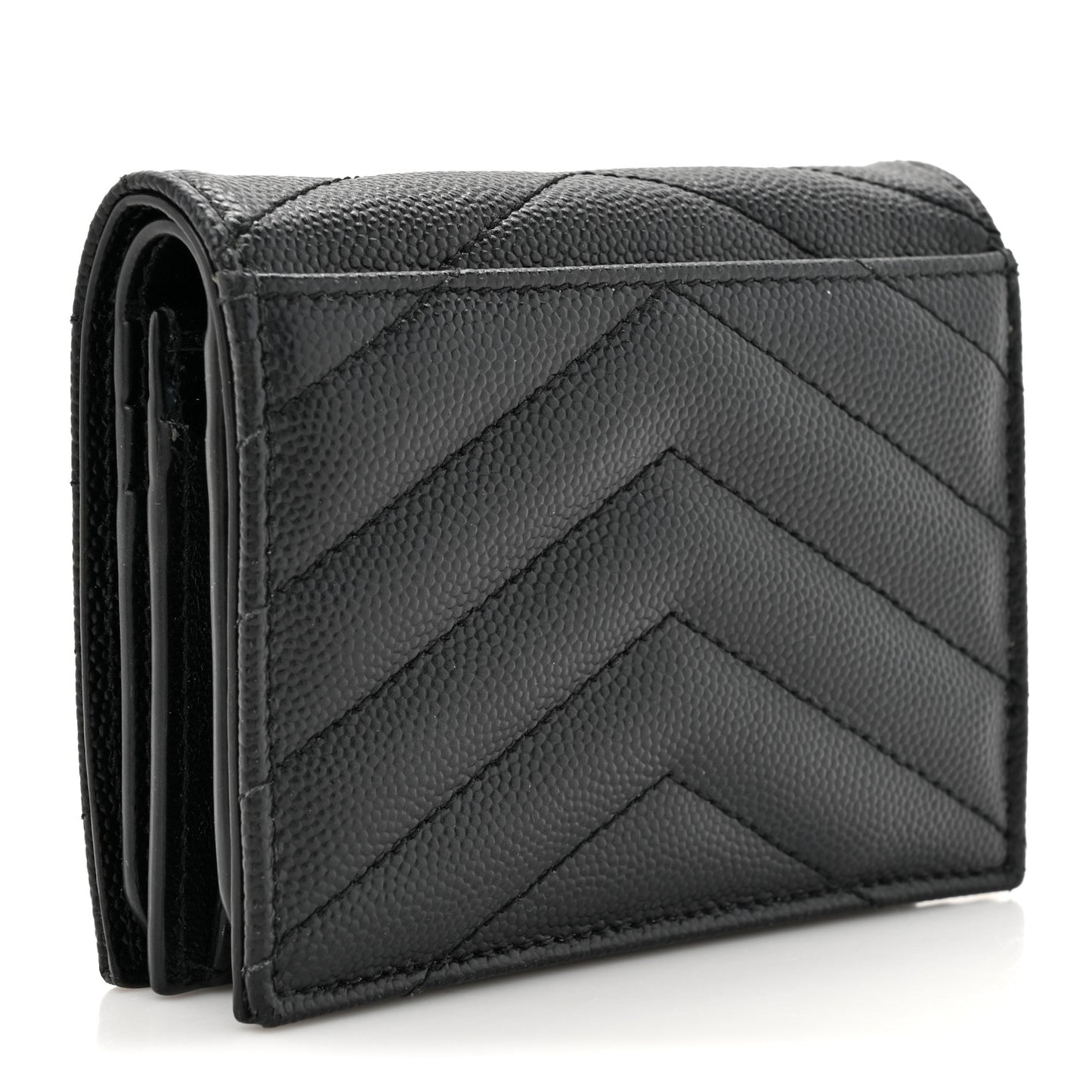 Grain De Poudre Matelasse Chevron Monogram Flap Card Case Black