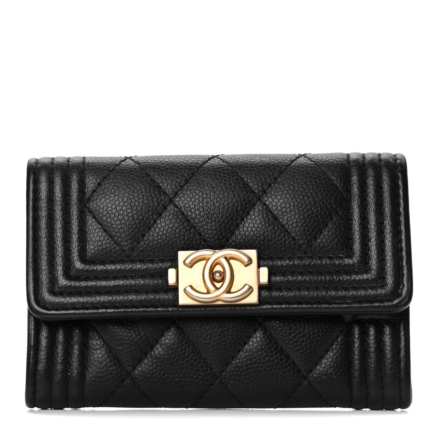 Chanel Caviar Quilted Boy Flap Card Holder Black 1 of 6