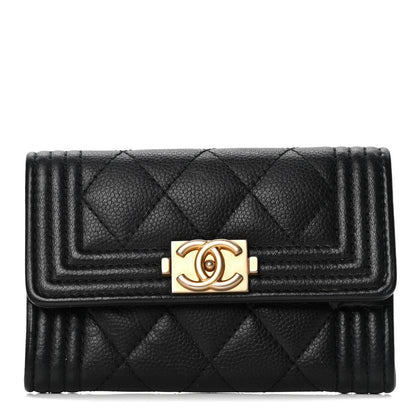 Chanel Caviar Quilted Boy Flap Card Holder Black 1 of 6