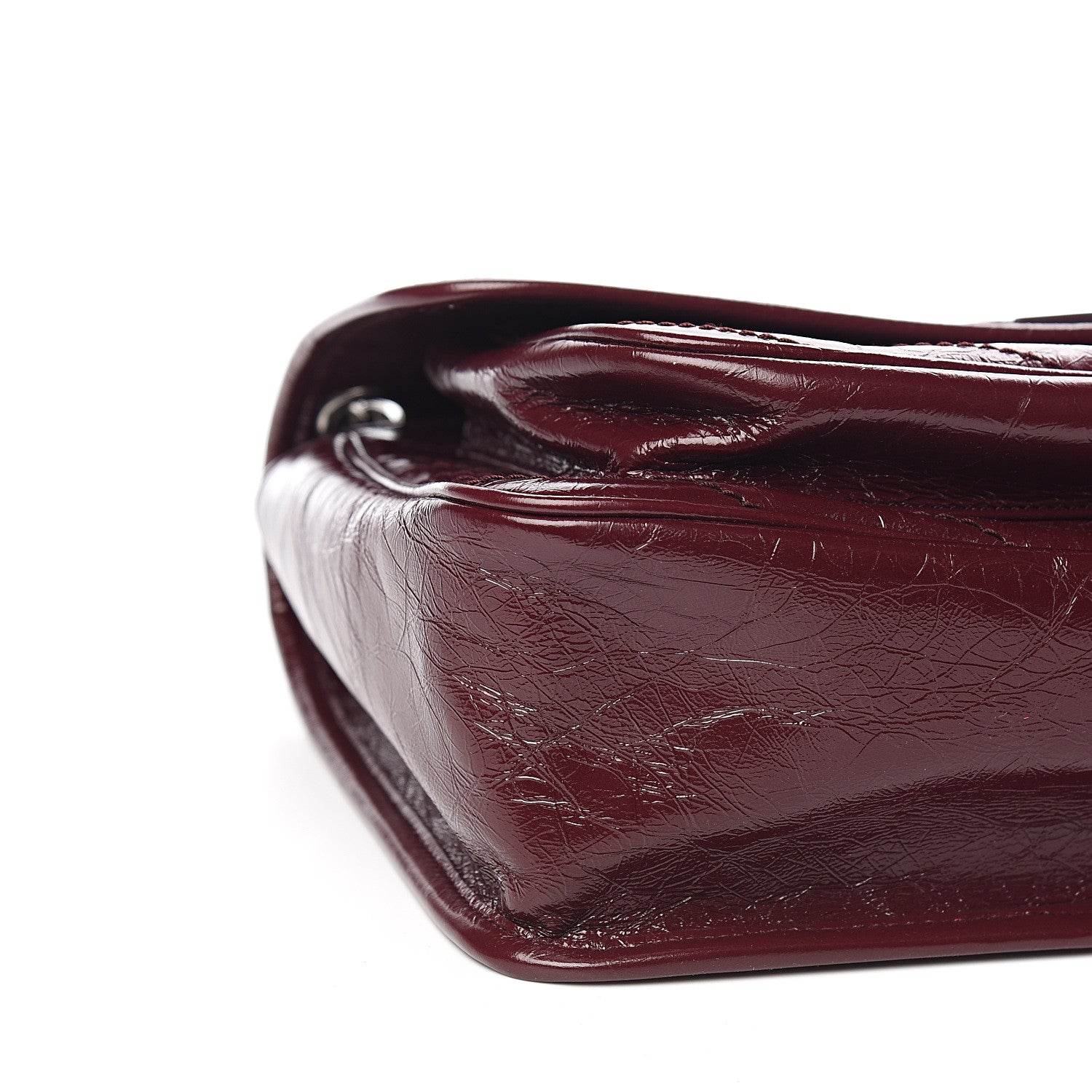 Saint Laurent Crinkled Calfskin Matelasse Monogram Medium Niki Chain Satchel Burgundy 7 of 9