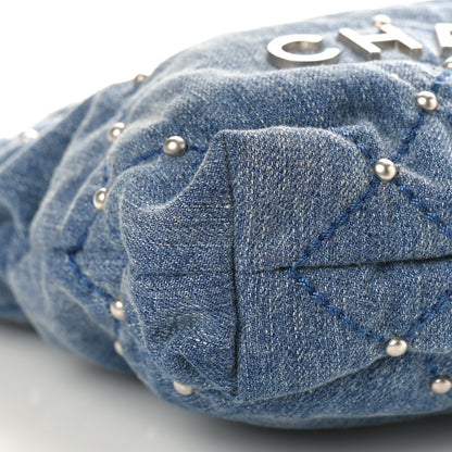 Chanel Washed Denim Quilted Studded Mini Chanel 22 Blue 9 of 11