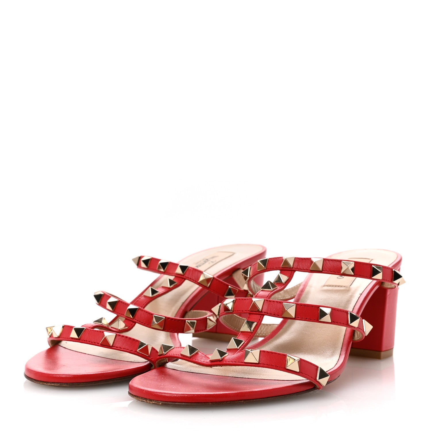 Valentino Garavani Calfskin Nappa Rockstud 60mm Caged Slide Sandals 41 Rosso Valentino 4 of 12