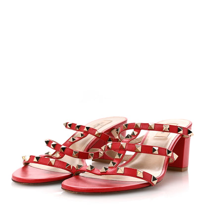 Valentino Garavani Calfskin Nappa Rockstud 60mm Caged Slide Sandals 41 Rosso Valentino 4 of 12