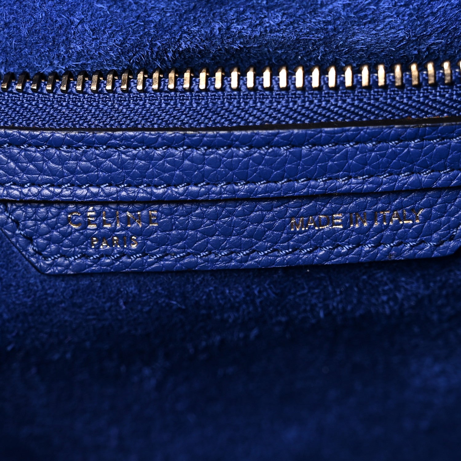 Celine Drummed Calfskin Mini Luggage Indigo 6 of 13