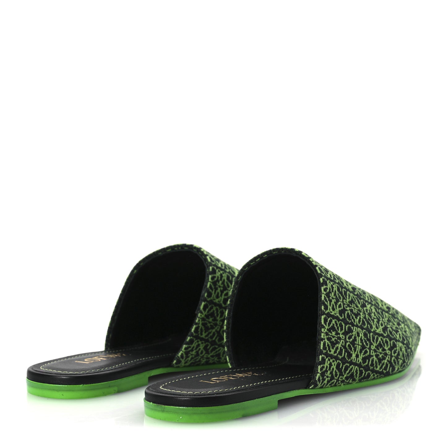 Jacquard Anagram Calfskin Pointy Mule Sandals 40 Apple Green