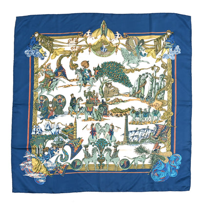 Hermes Silk Au Fil De La Soie Scarf 90 Blue White Multicolor 2 of 8