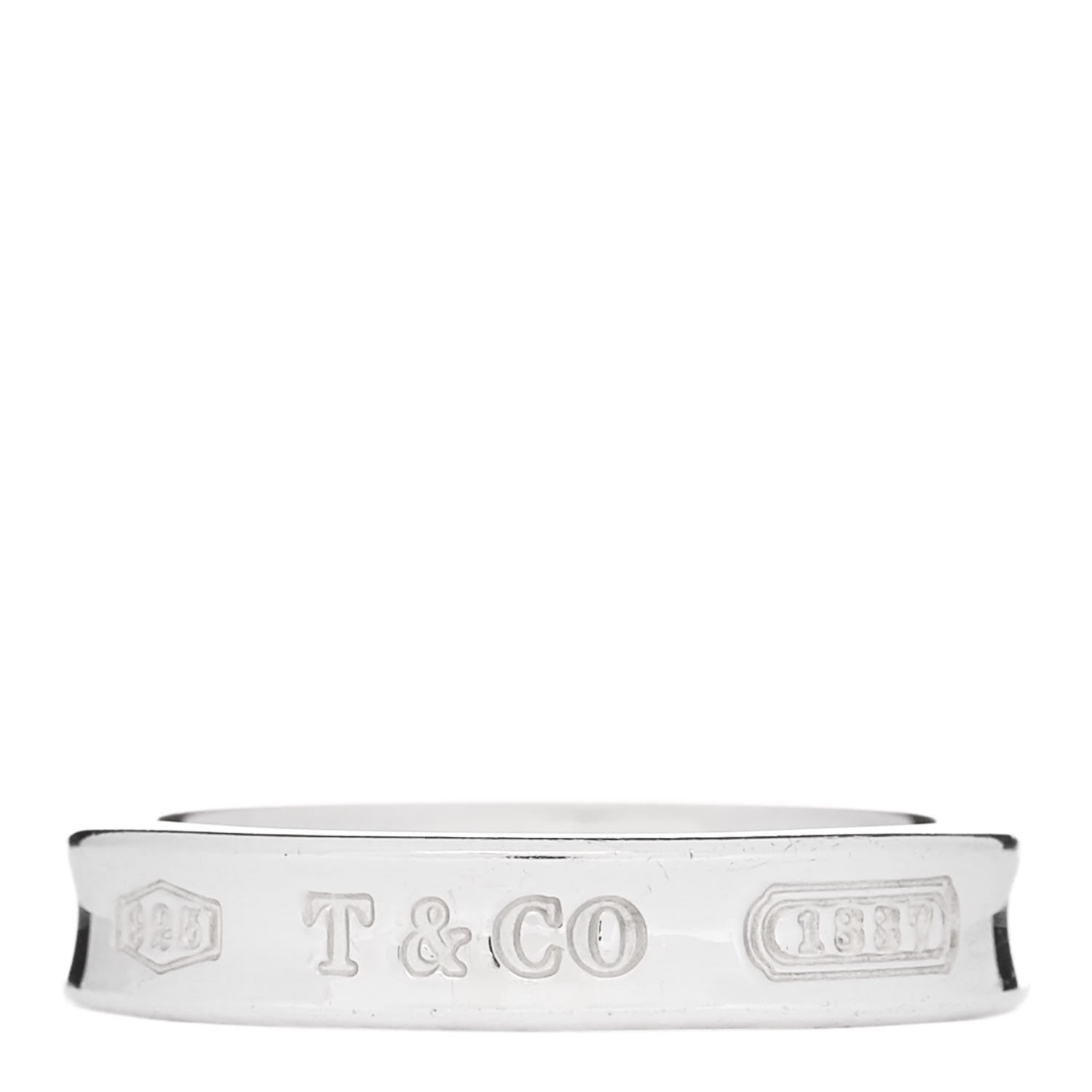 Tiffany Sterling Silver Narrow 1837 Band Ring 52 6 1 of 6
