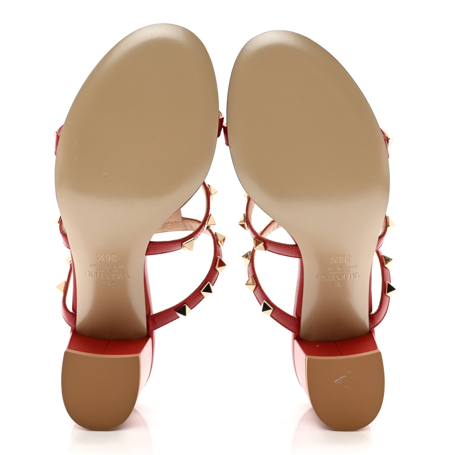 Valentino Garavani Calfskin Nappa Rockstud 60mm Caged Slide Sandals 36.5 Rosso Valentino 5 of 8