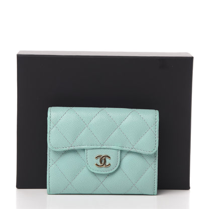 Chanel Caviar Quilted Flap Card Holder Wallet Light Blue 13 of 13