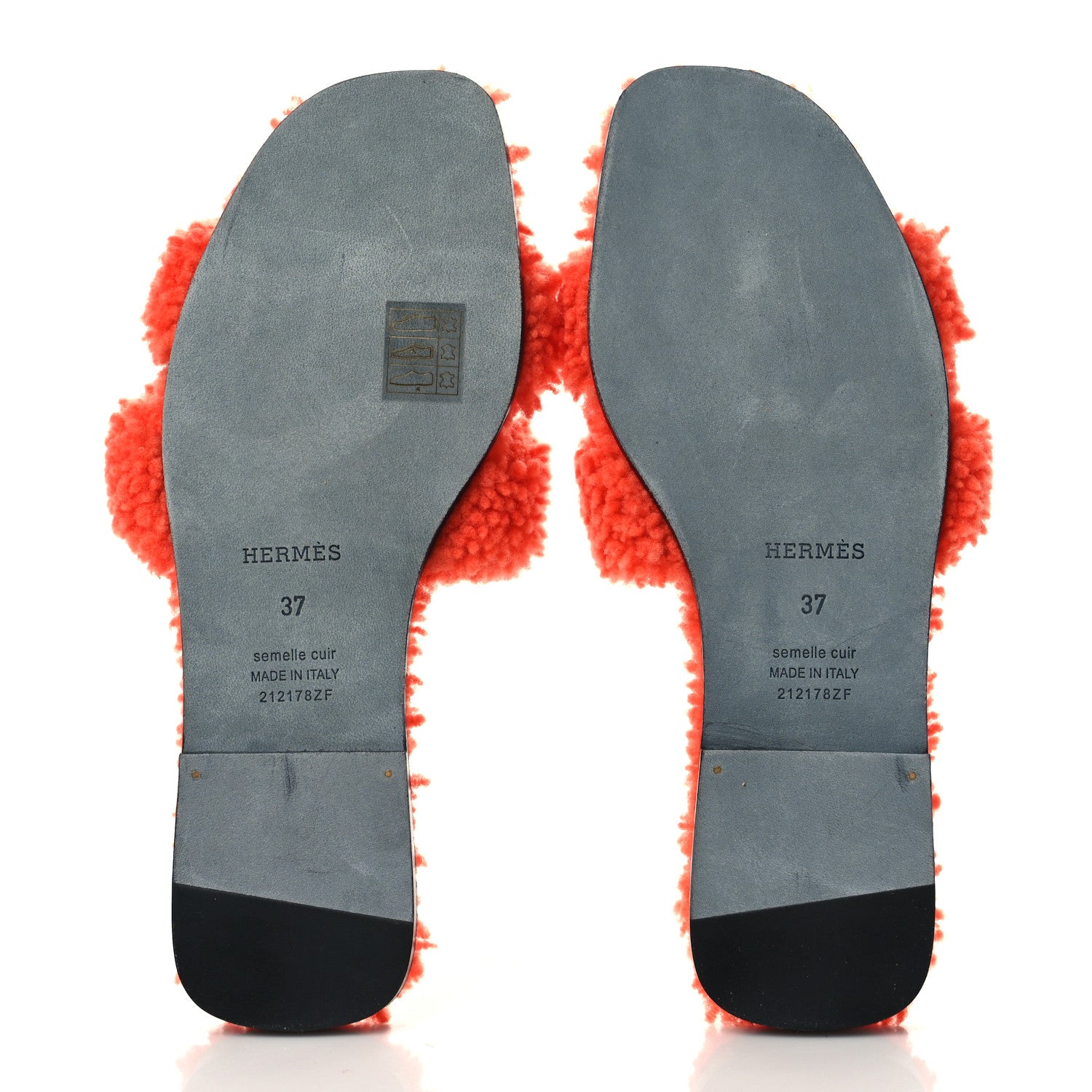 Hermes Woolskin Oran Sandals 37 Orange 5 of 7