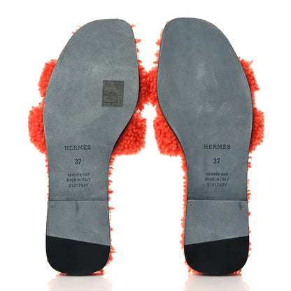 Hermes Woolskin Oran Sandals 37 Orange 5 of 7