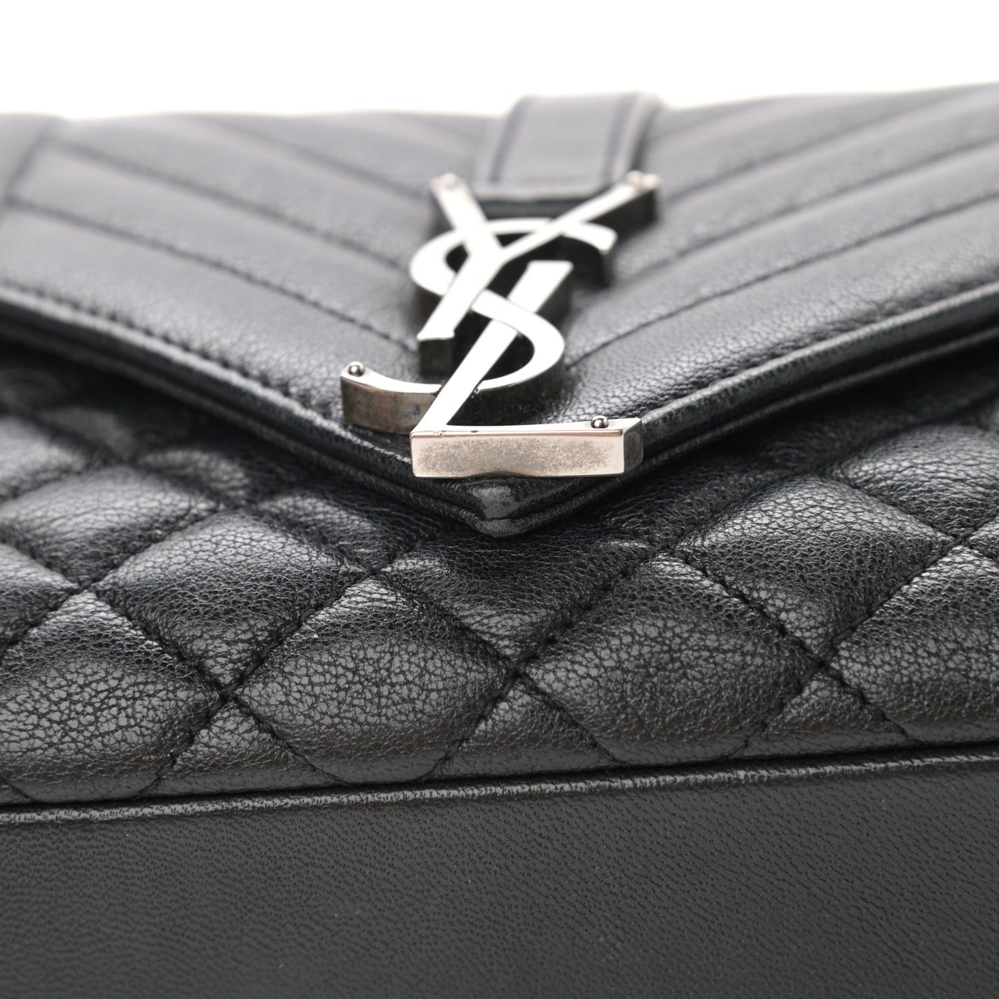 Sheepskin Tri-Quilt Monogram Medium College Bag Black