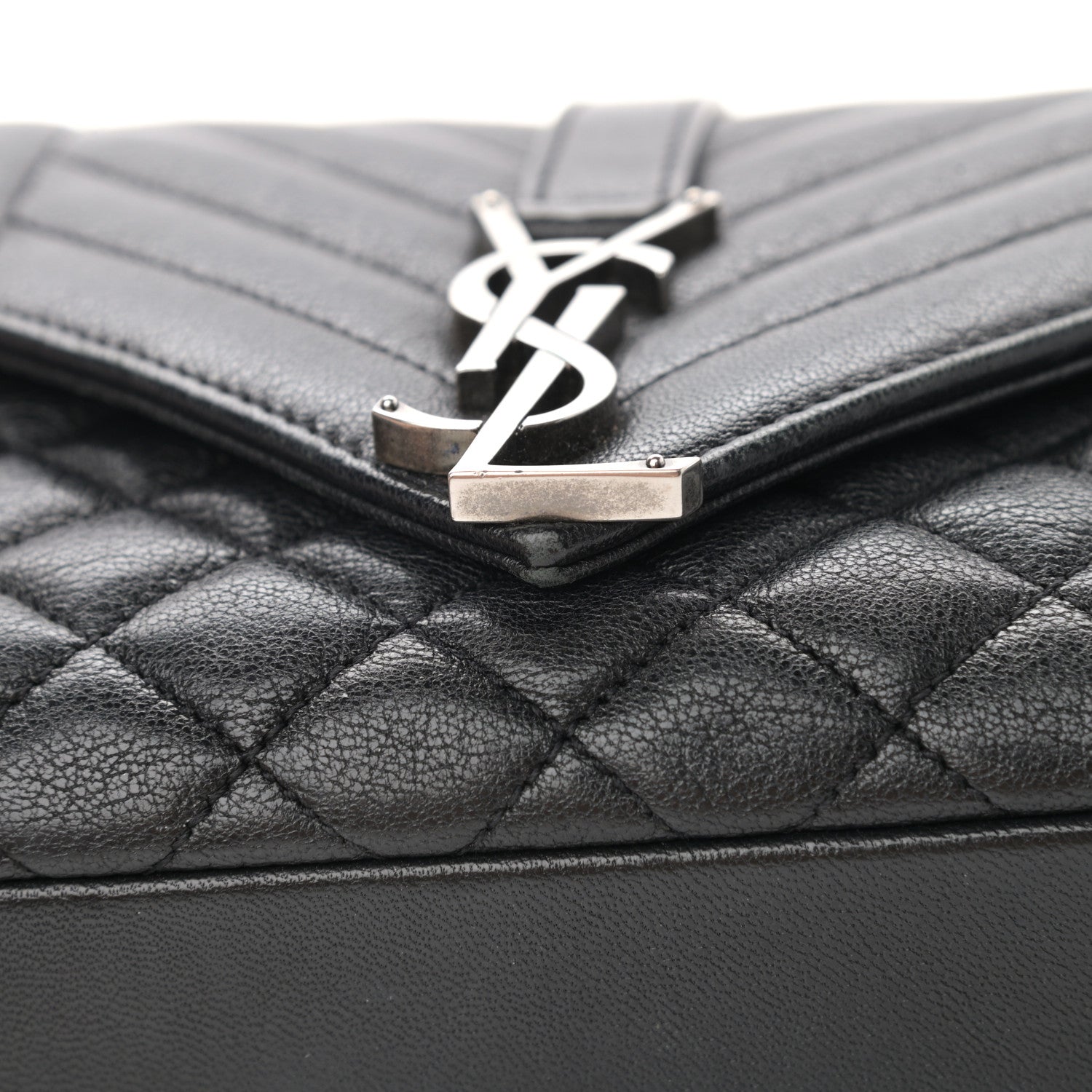 Saint Laurent Sheepskin Tri-Quilt Monogram Medium College Bag Black 15 of 17