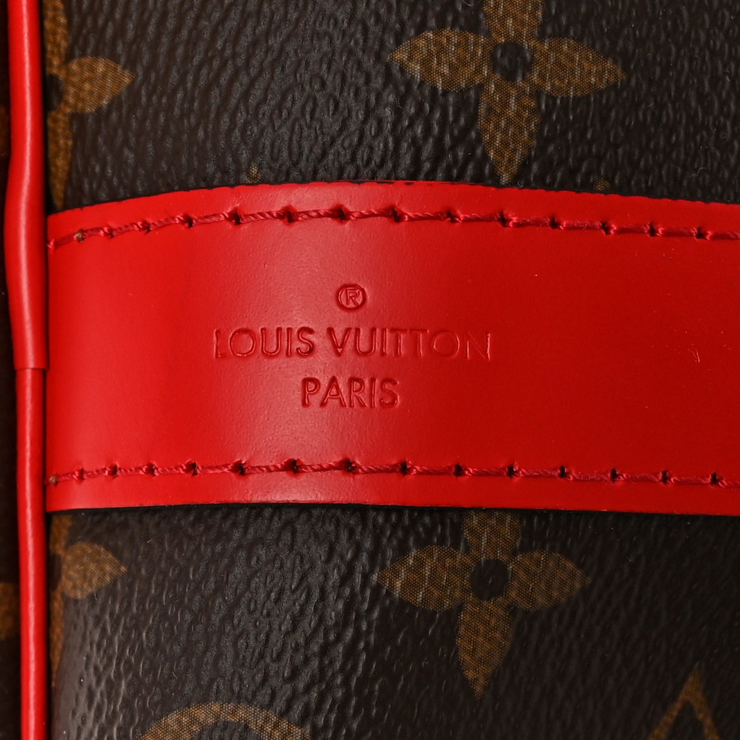 Calfskin Monogram Keepall Bandouliere 50 Coquelicot