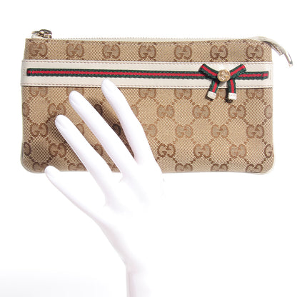Gucci Monogram Web Bow and Interlocking G Wristlet Wallet Off White 2 of 7