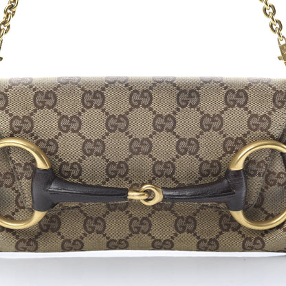 Gucci Monogram Horsebit Clutch Dark Brown 8 of 11