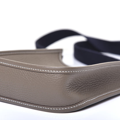 Hermes Taurillon Clemence Amazone Evelyne TPM Etoupe Bleu Indigo 7 of 10