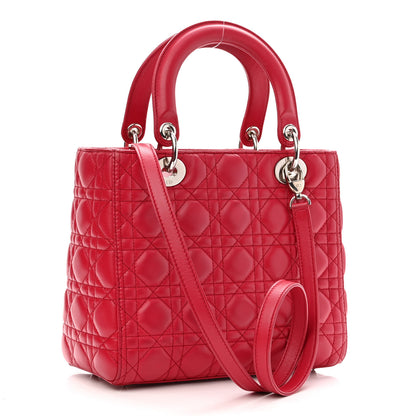 Christian Dior Lambskin Cannage Medium Lady Dior Red 3 of 11