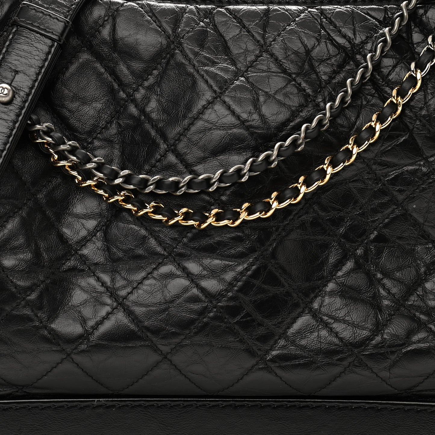 Aged Calfskin Quilted Large Gabrielle Hobo Black