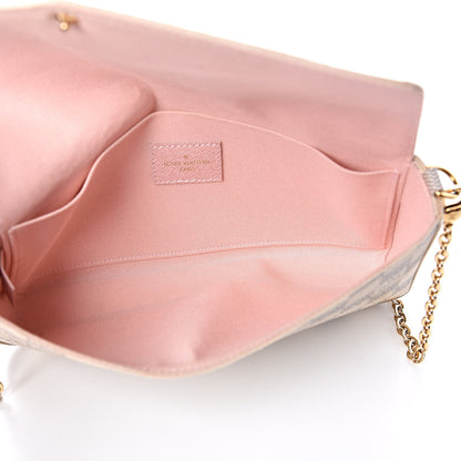Louis Vuitton Damier Azur Pochette Felicie Chain Wallet Rose Ballerine 5 of 12
