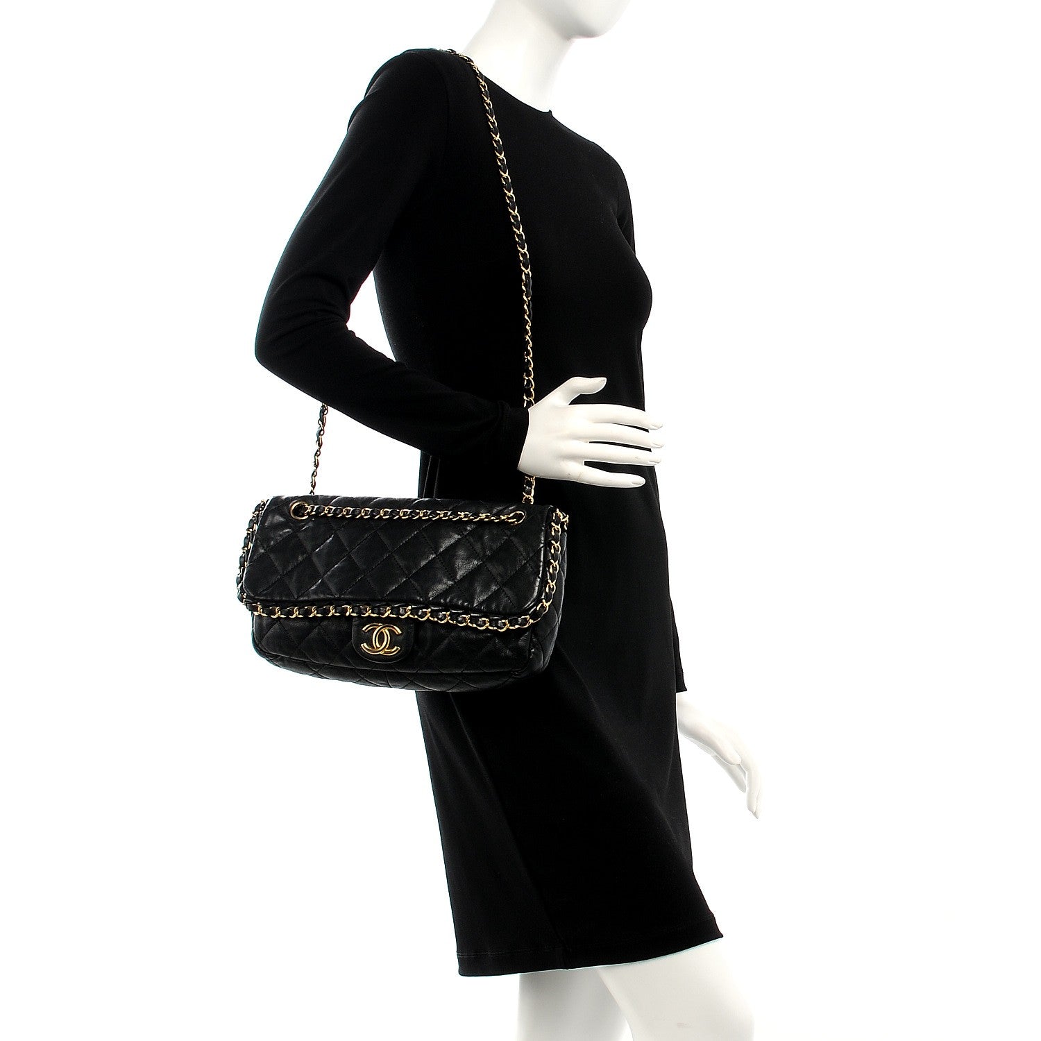 Chanel Calfskin Quilted Medium Chain Me Flap Black 2 of 7