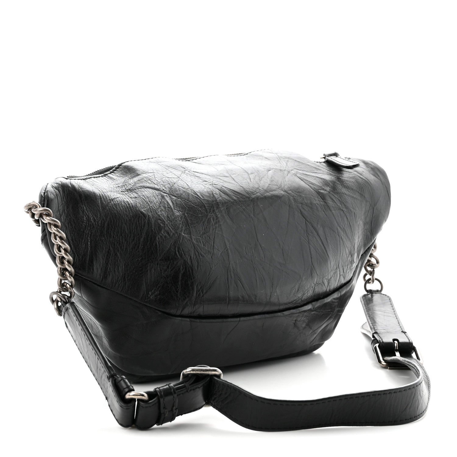 Chanel Crumpled Calfskin Quilted Casual Rock Waist Bag Fanny Pack Black 3 of 10