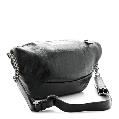 Chanel Crumpled Calfskin Quilted Casual Rock Waist Bag Fanny Pack Black 3 of 10