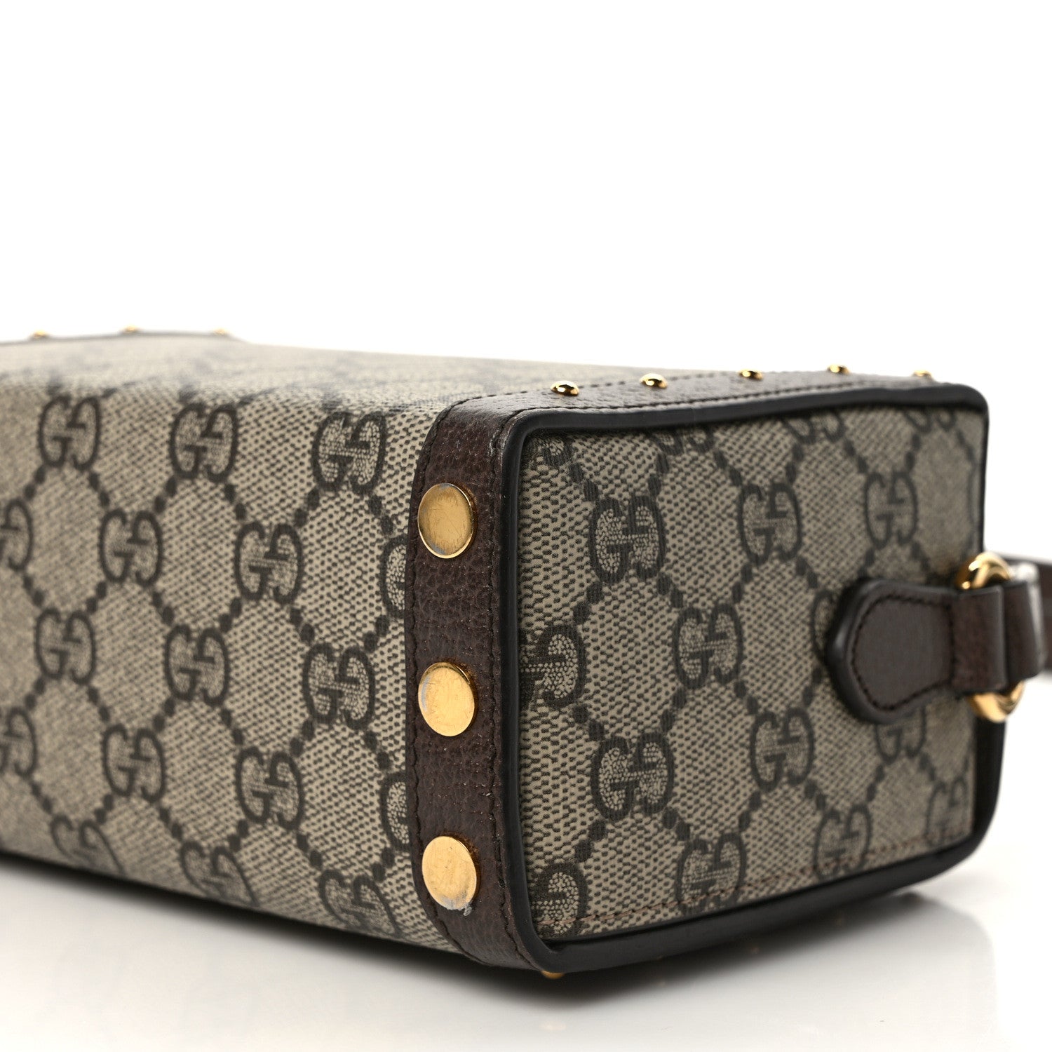 Gucci GG Supreme Monogram Textured Dollar Calfskin Mini Trunk Shoulder Bag Beige Ebony New Acero 7 of 9