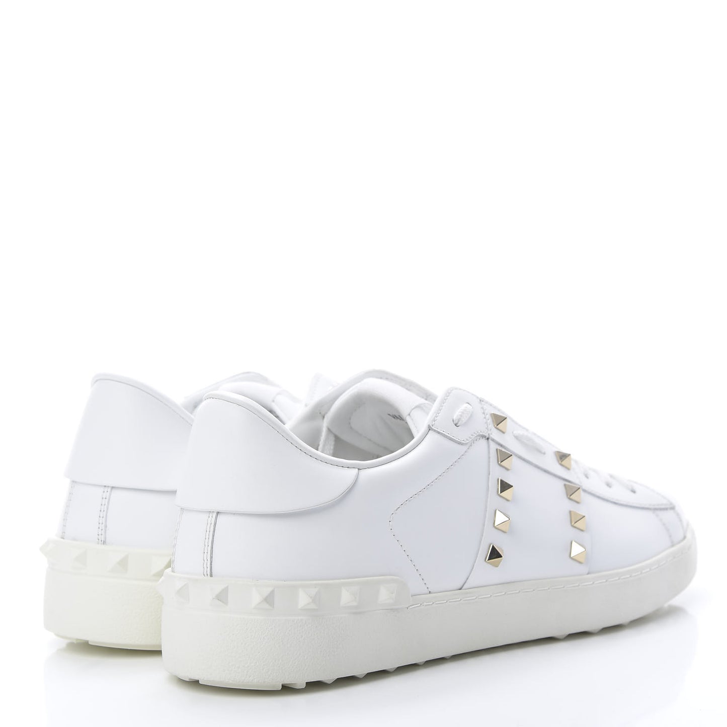 Calfskin Mens Rockstud Untitled Open Sneakers 43 White