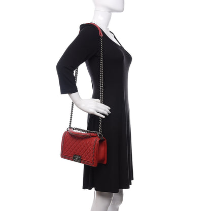 Chanel Calfskin Quilted Medium Top Handle Boy Flap Red 2 of 12