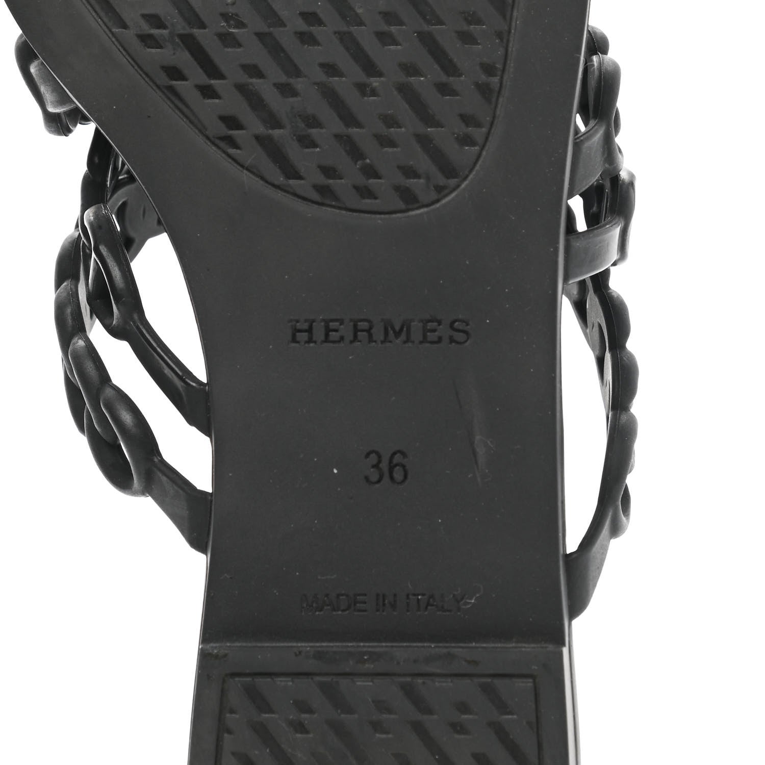 Hermes Rubber Chaine d'Ancre Nude Sandals 36 Black 6 of 7