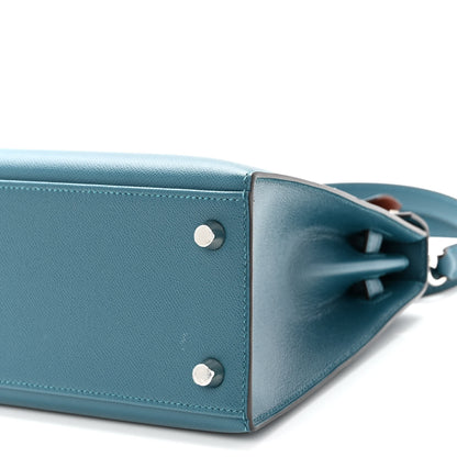 Hermes Madame Calfskin Verso Kelly Sellier 25 Vert Bosphore Sienne 9 of 9