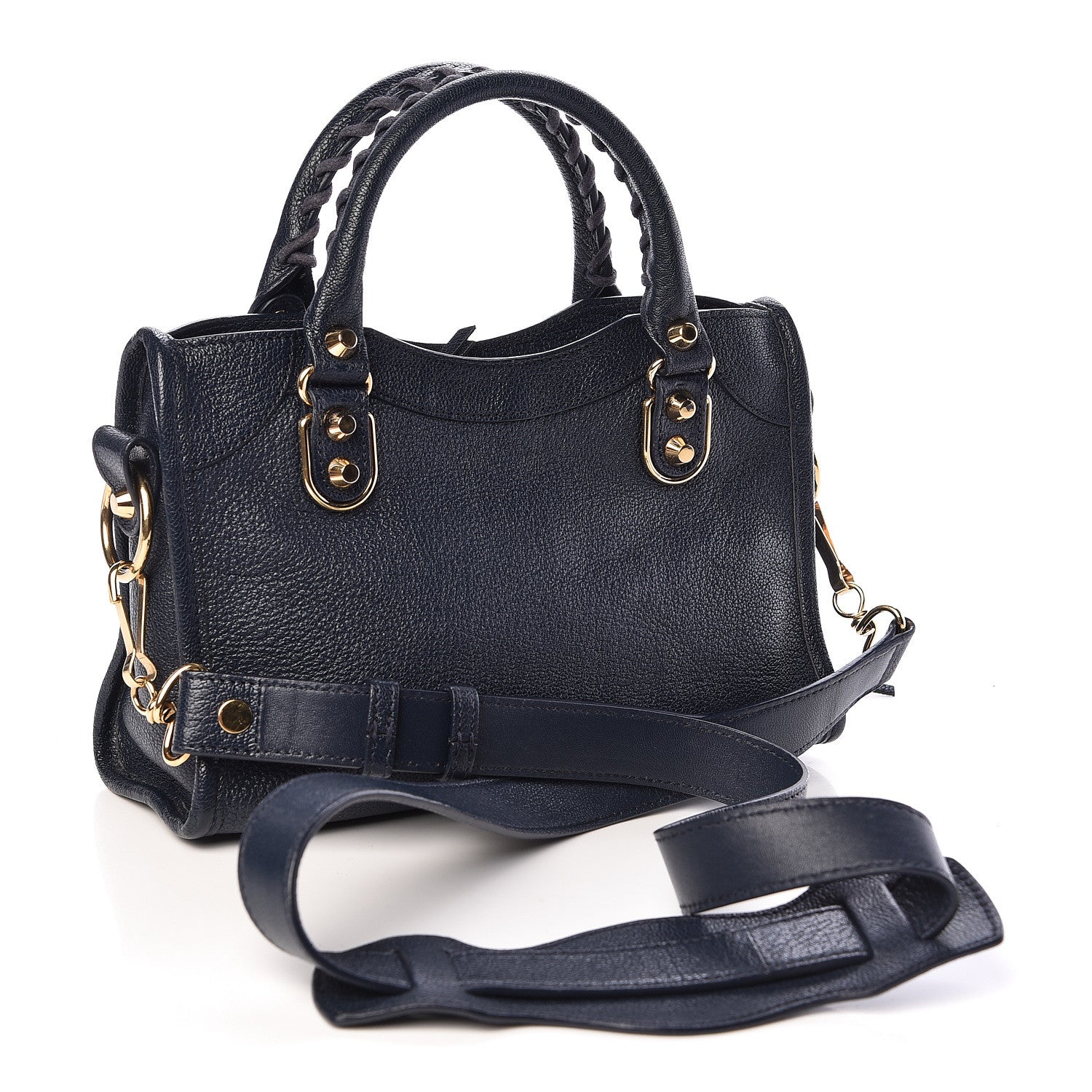 Balenciaga Chevre Gold Metallic Edge Hardware Mini City Bleu Nuit Dark Sea 3 of 10