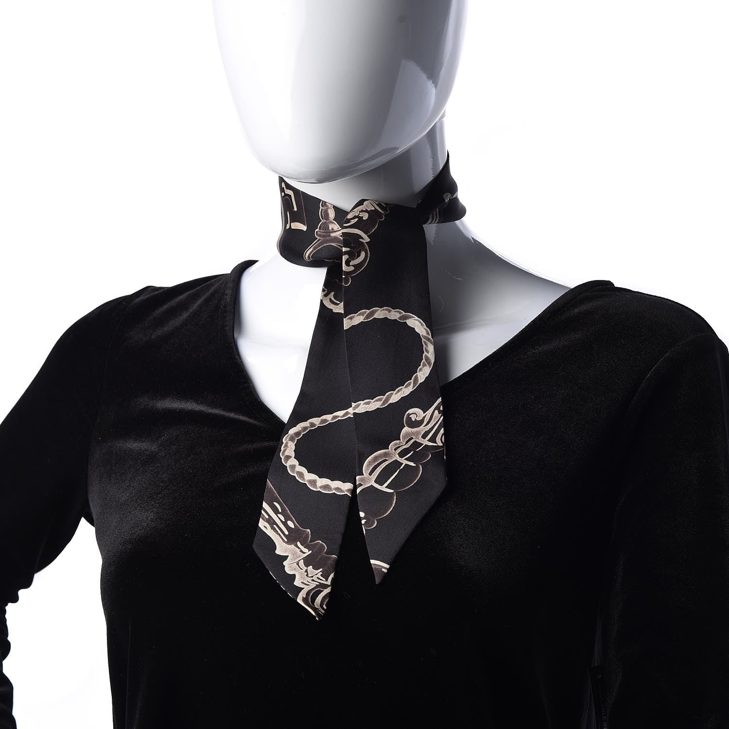 Hermes Silk Les Cles Twilly Black 2 of 3